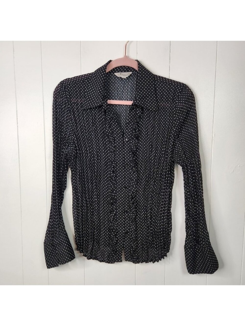 Vintage 90s Black Polka Dot Sheer Blouse Rockabilly Pin-up 1990s Whimsygoth